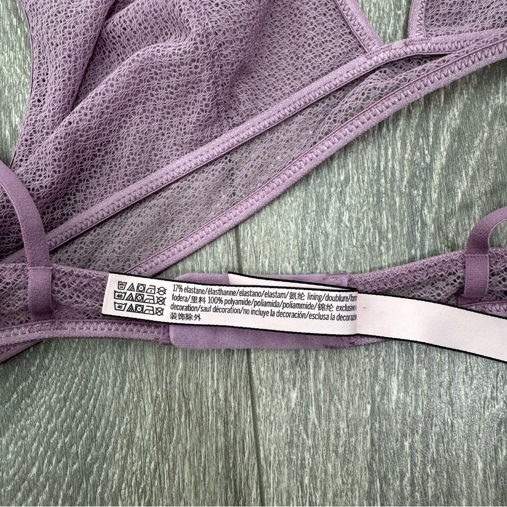 Victoria’s Secret Lavender Mesh Sheer Wireless Bra Women’s Medium No Padding - Picture 6 of 7